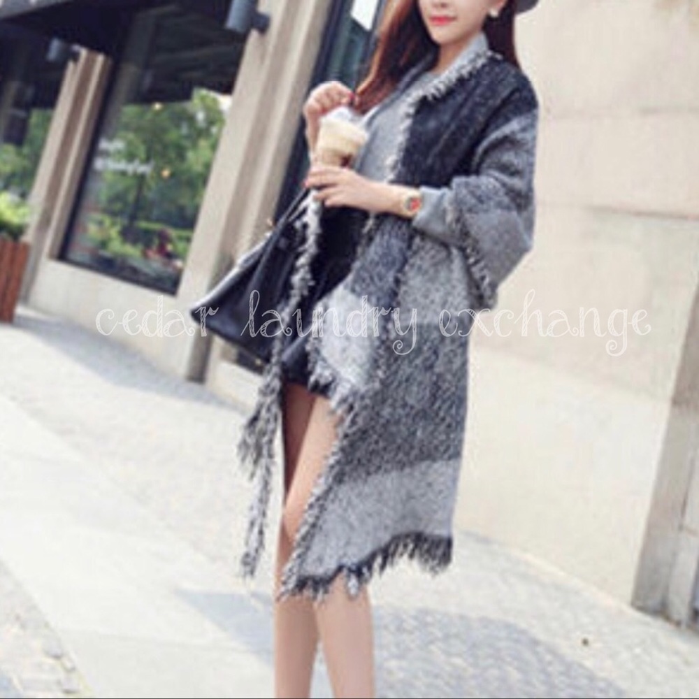 Gray & Black Color Block Scarf/Shawl